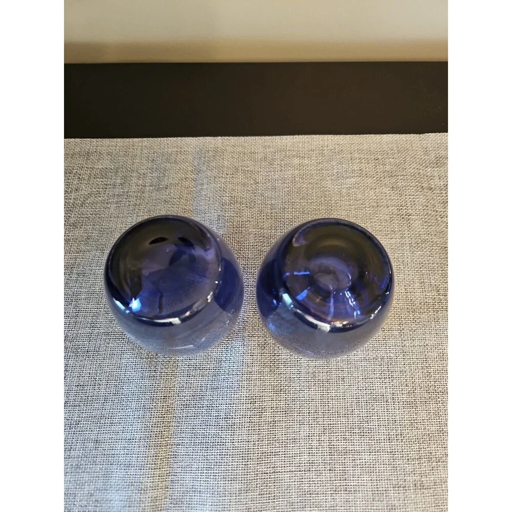 Vintage Polish Art Glass- Crate and Barrel Colbalt Blue Diva Votive Set Of Two